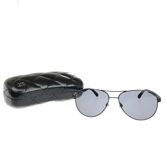 CHANEL CC Matelasse Sunglasses Eye Were Plastic Metal Black - Picture 1 of 14
